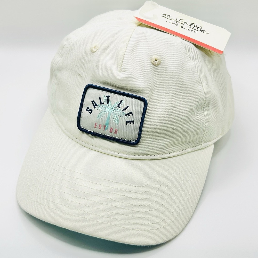 Salt Life Palm Tree Patch Women's Hat Cap Adjustable Strapback White Casual
